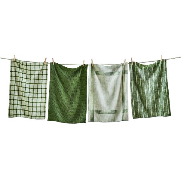 Set of 4 Woven Dishtowels - Olive