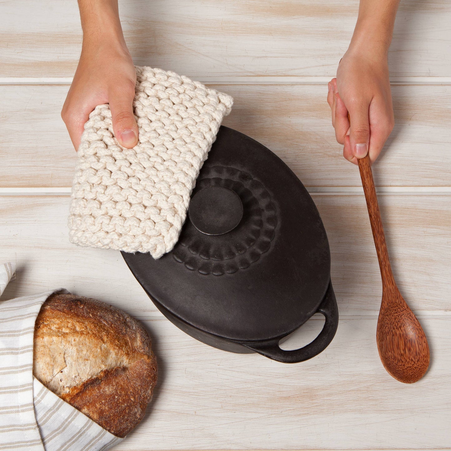 Knit Potholder - Natural