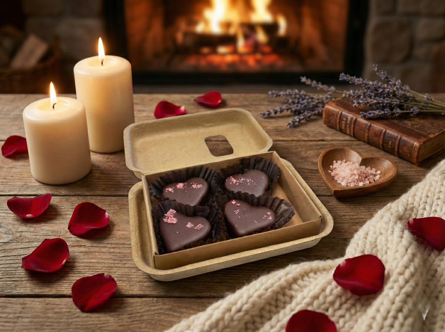 Sparkling Valentine’s Heart Shaped Truffles – 4-Piece - Dark