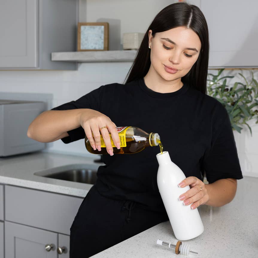 White Ceramic Oil Bottle