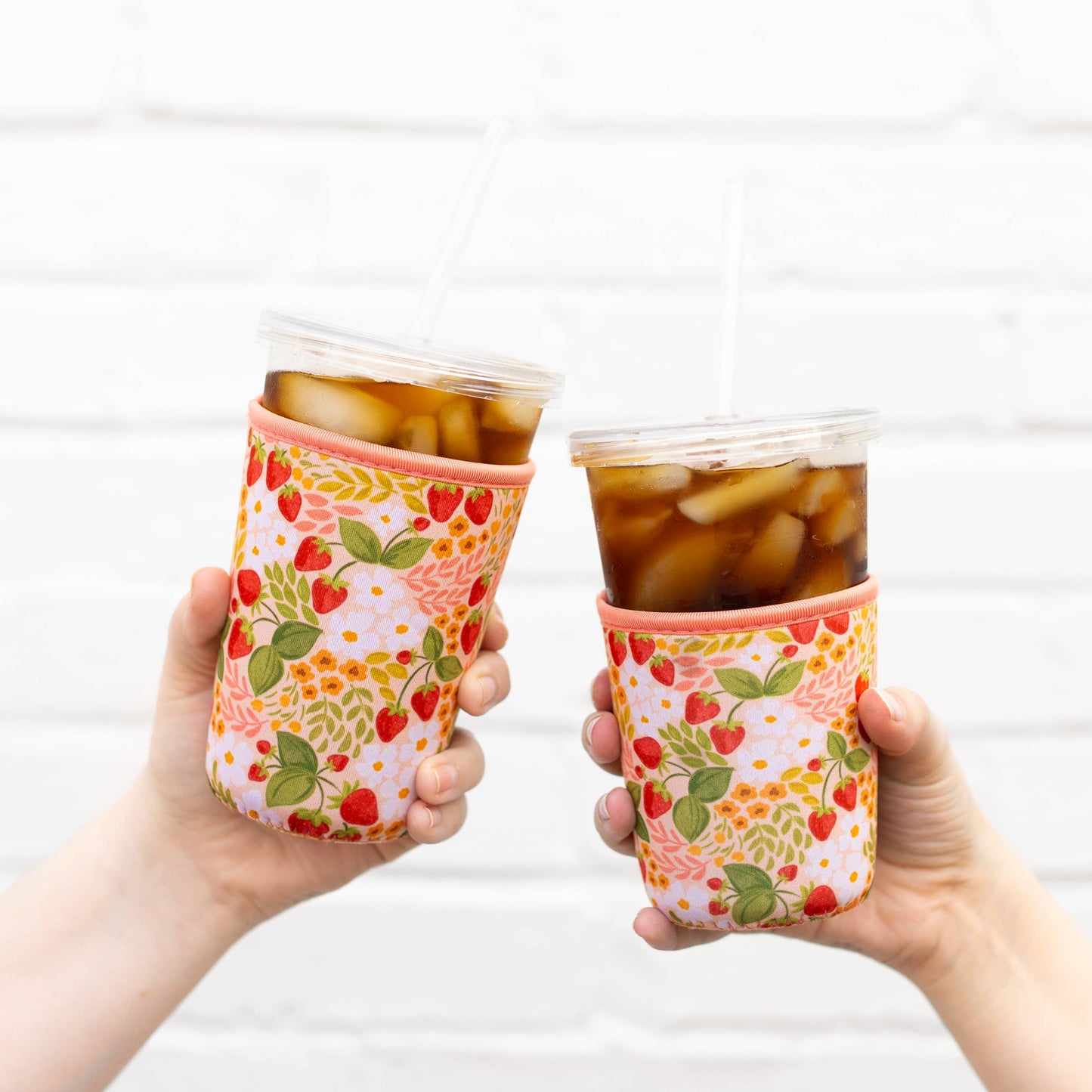 Strawberry Patch Drink Sleeve Iced Coffee Sleeve Drink Cover