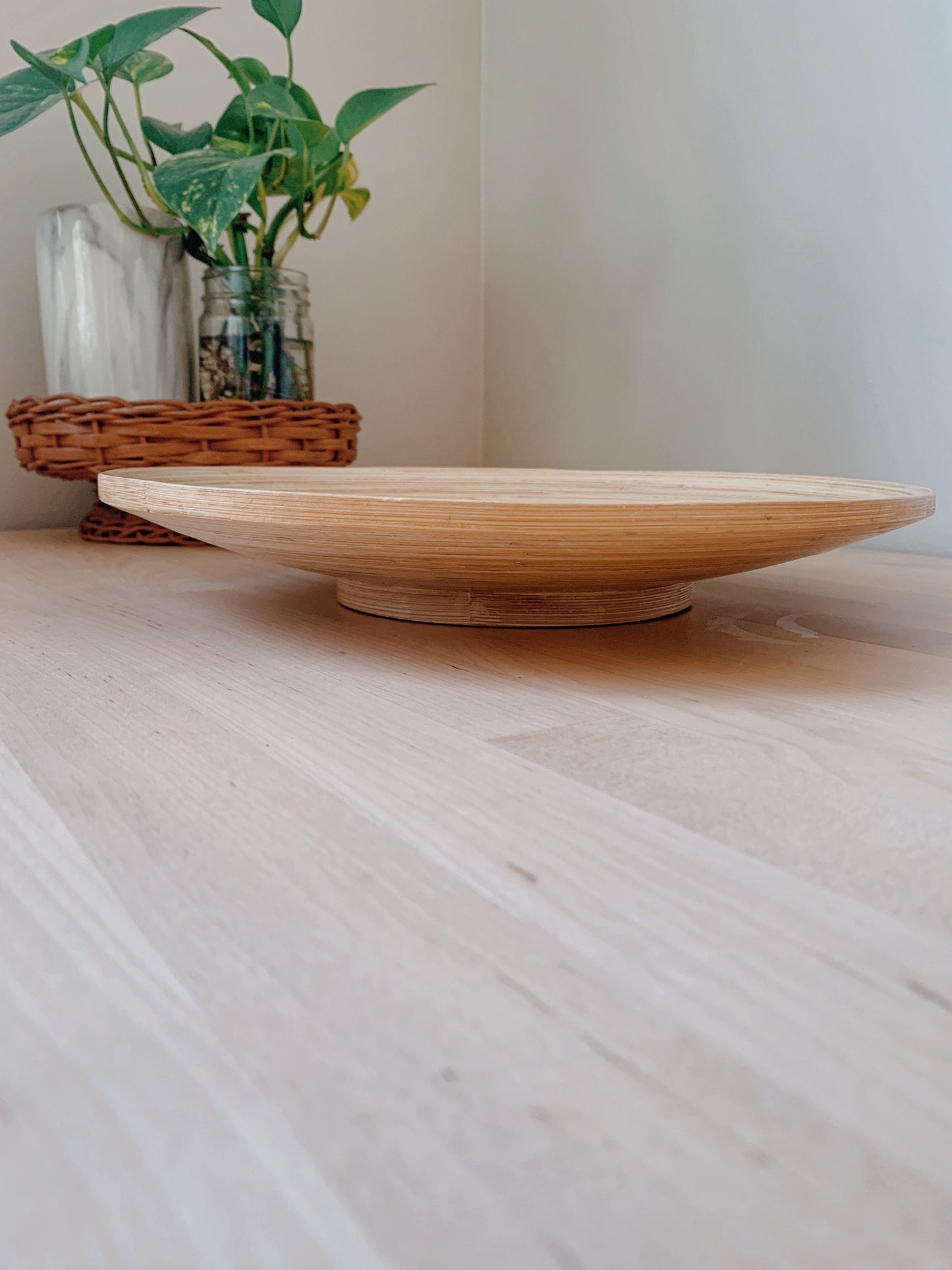 Retro Round Wooden Pedestal Dish | Boho Home Decor | Fruit Bowl | Catch All Bowl | Mid Century Modern Decor | MCM Bowl | Boho Home Accent