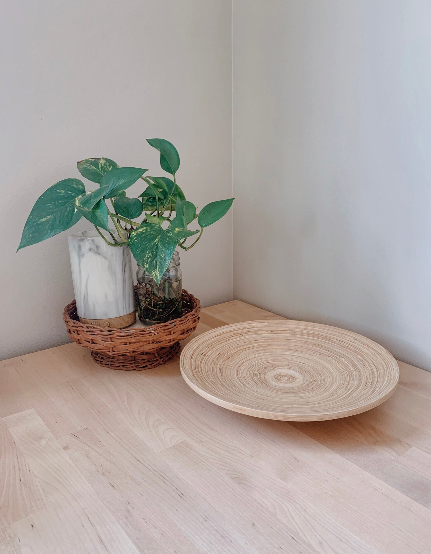 Retro Round Wooden Pedestal Dish | Boho Home Decor | Fruit Bowl | Catch All Bowl | Mid Century Modern Decor | MCM Bowl | Boho Home Accent