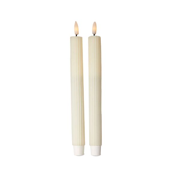 Ribbed LED Taper Candles - S/2