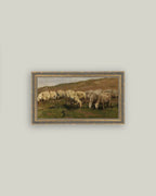 Sheep Landscape Framed Antique Art