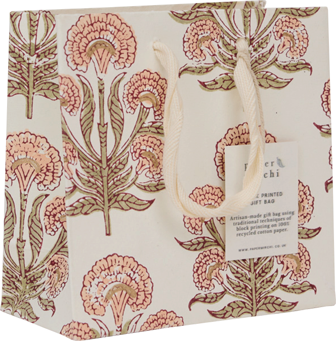 Small Block Print Gift Bag - Aurora Terracotta