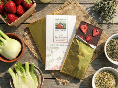 71% Organic Chocolate Bar w/ Fennel Pollen & Strawberries