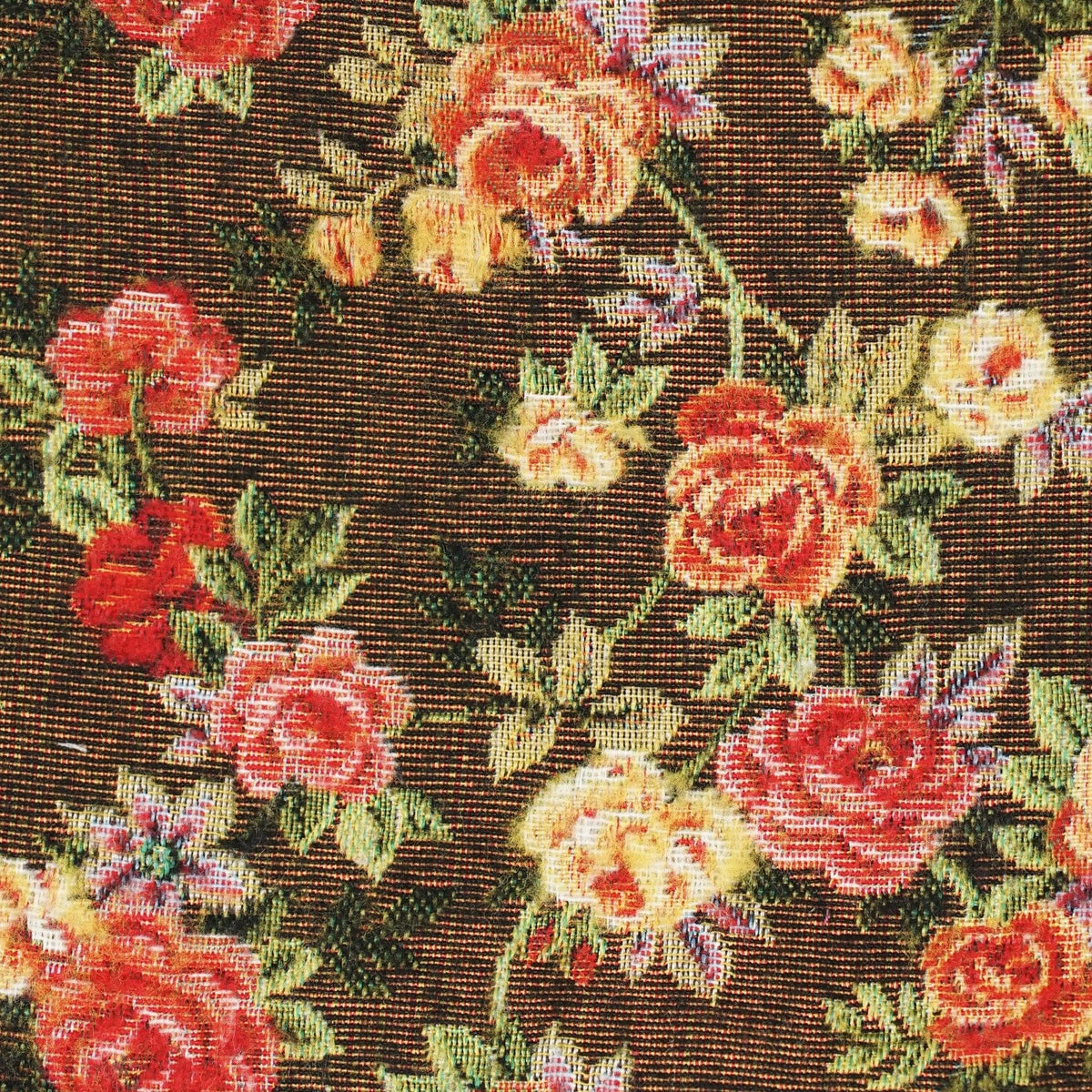 Floral Jacquard Small Makeup Bag – Brown & Red (Pepi)