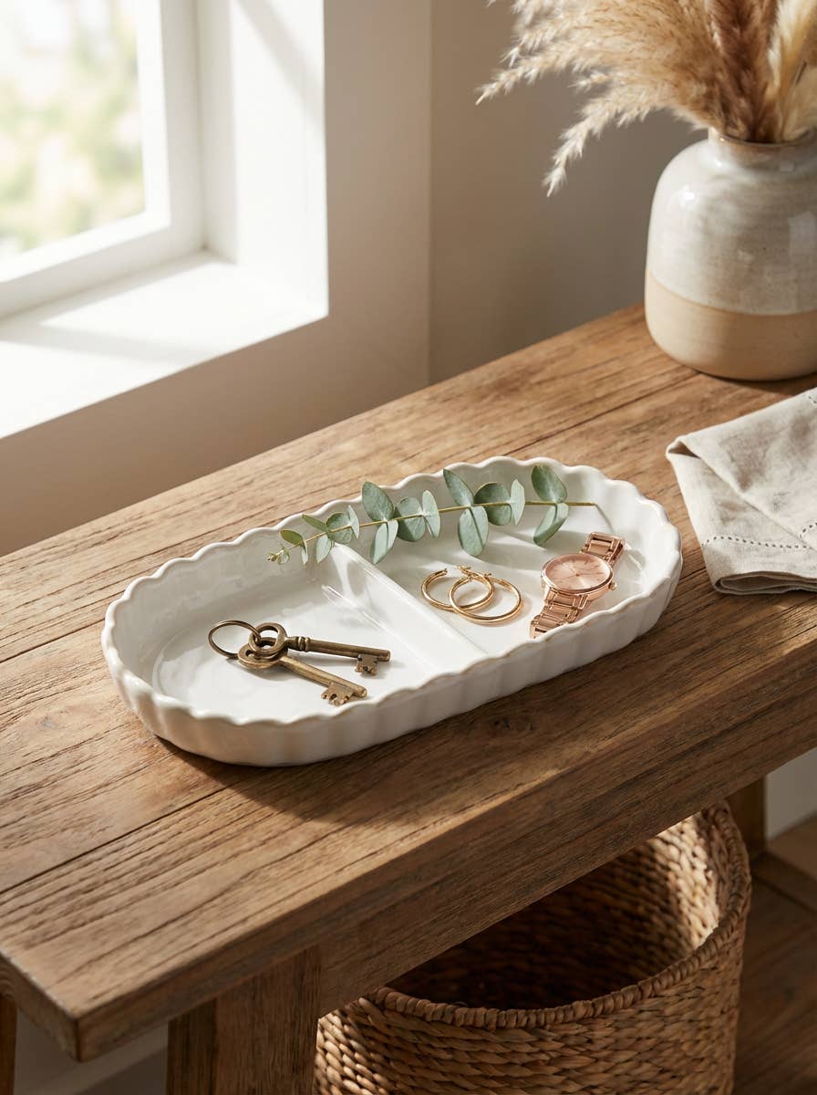 9.25"L Ceramic Trinket Tray