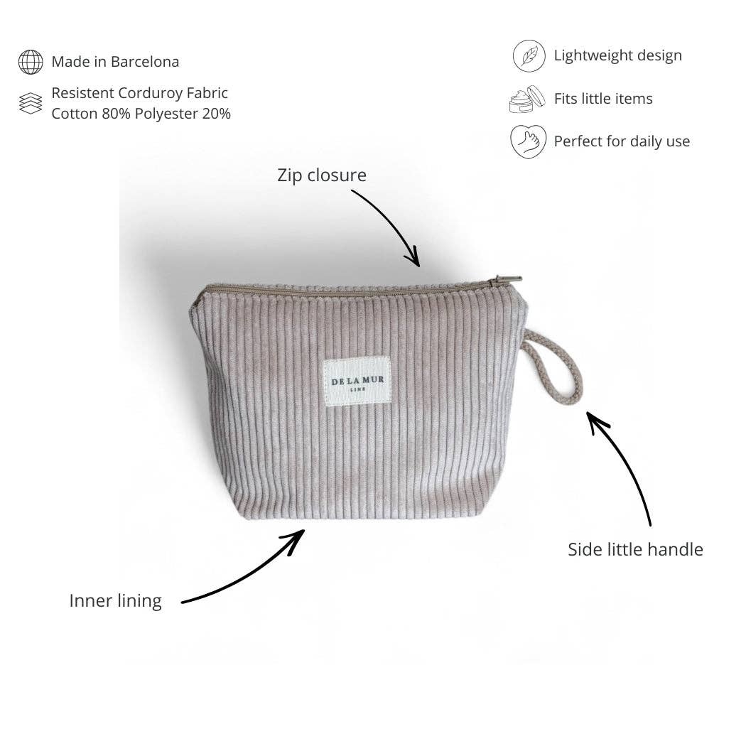 Corduroy Large Makeup Bag – Taupe (Tofe)