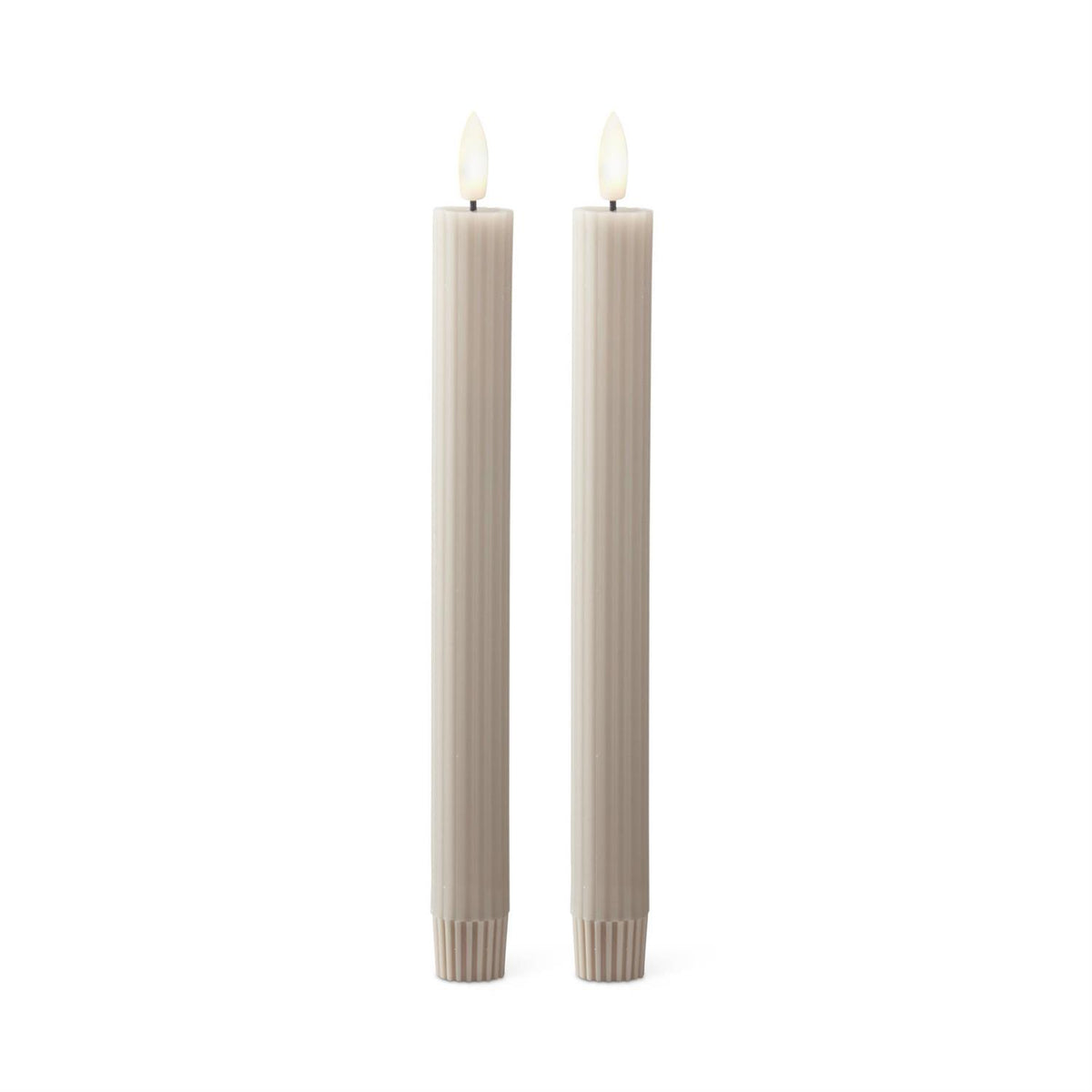 LED Taupe Column Taper Candles