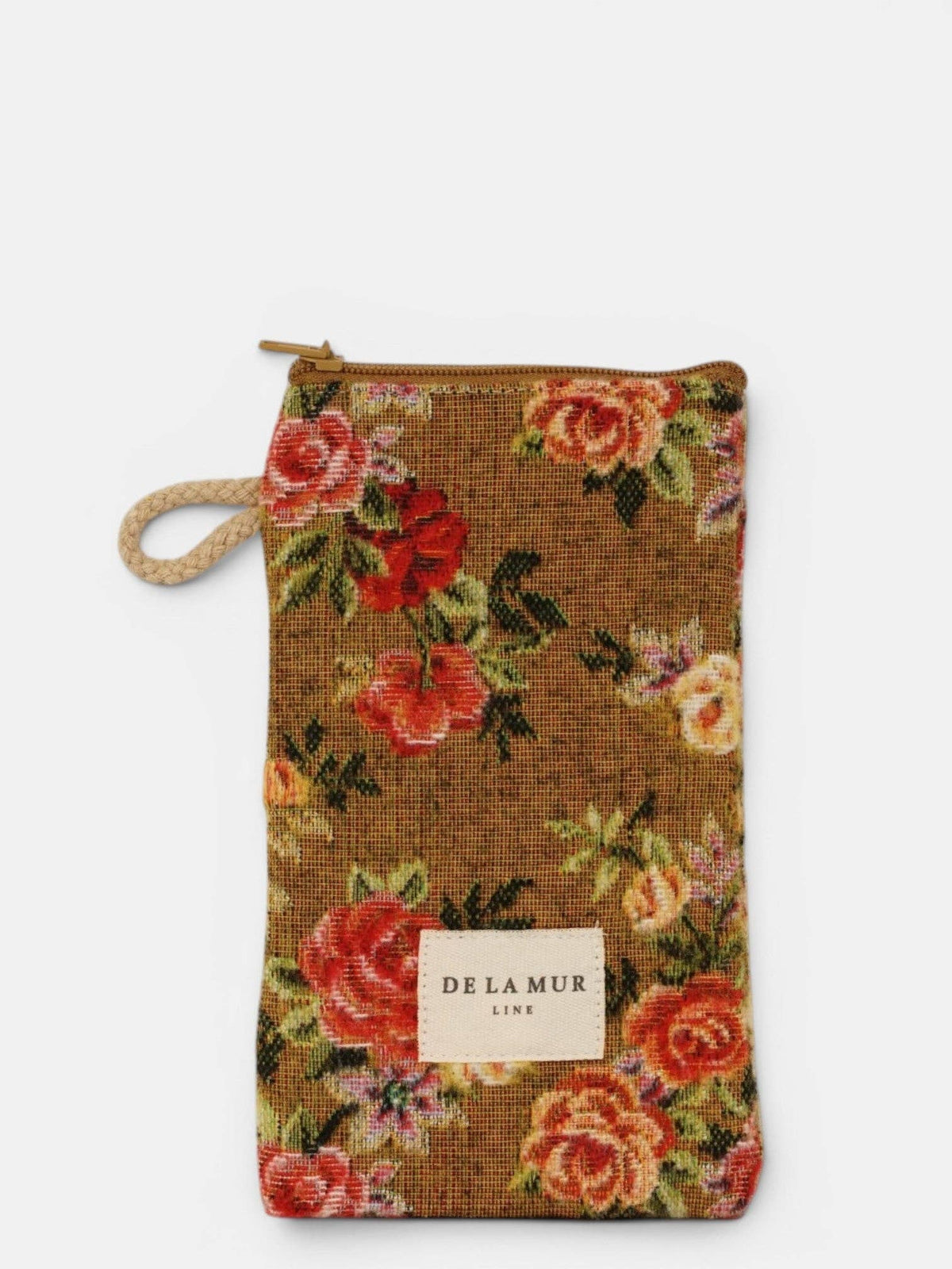 Floral Jacquard Glasses Case – Mustard & Red (Esme)