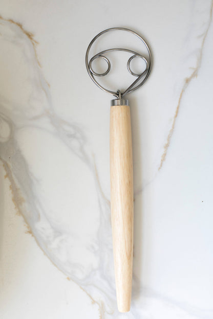 Dough Whisk Wooden Handle