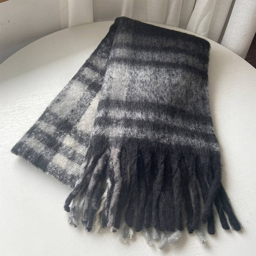 Plaid Tassel Scarf
