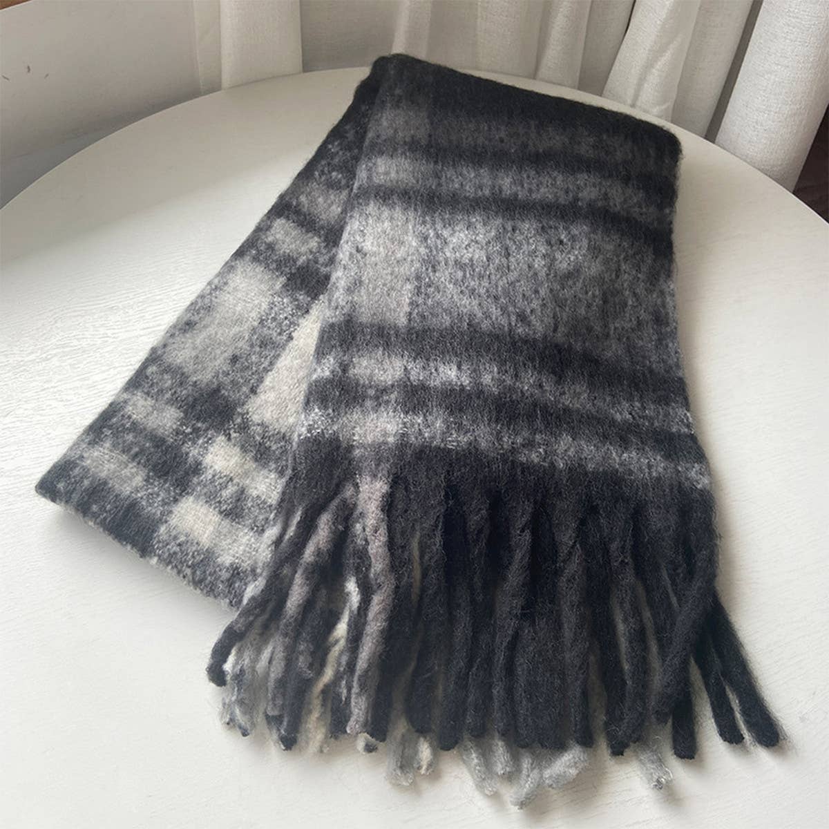 Plaid Tassel Scarf