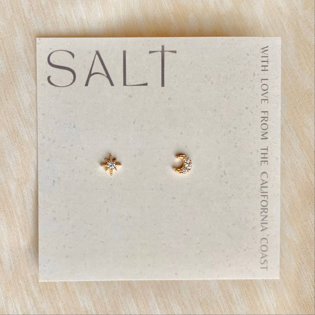 Star & Moon Stud Earrings