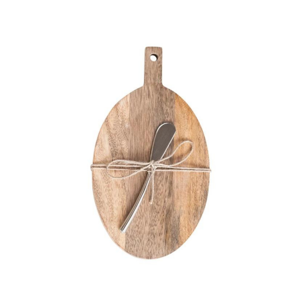 Mango Wood Cutting Board & Canapé Knife Set