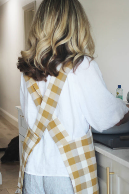 Apron Double Check Pinafore Yellow Sunset