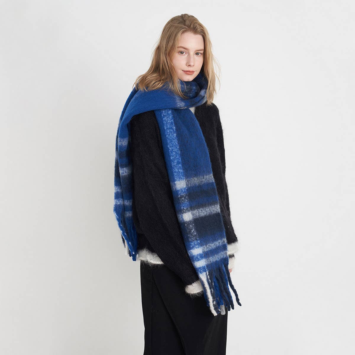 Plaid Tassel Scarf