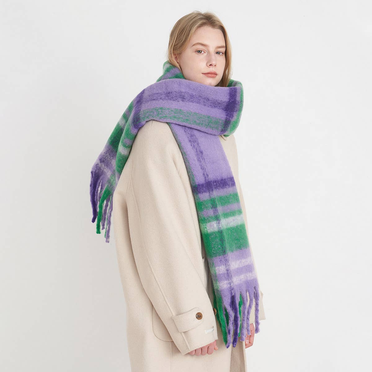 Plaid Tassel Scarf