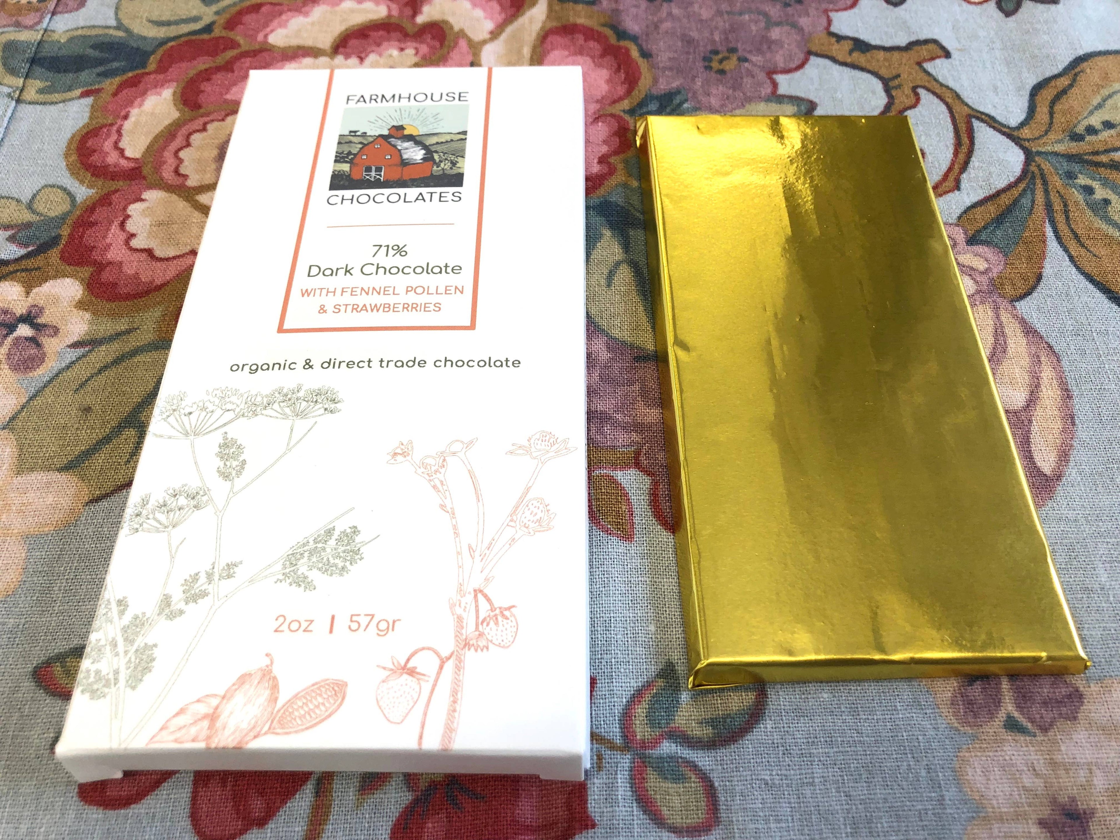 71% Organic Chocolate Bar w/ Fennel Pollen & Strawberries