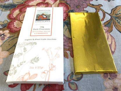 71% Organic Chocolate Bar w/ Fennel Pollen & Strawberries