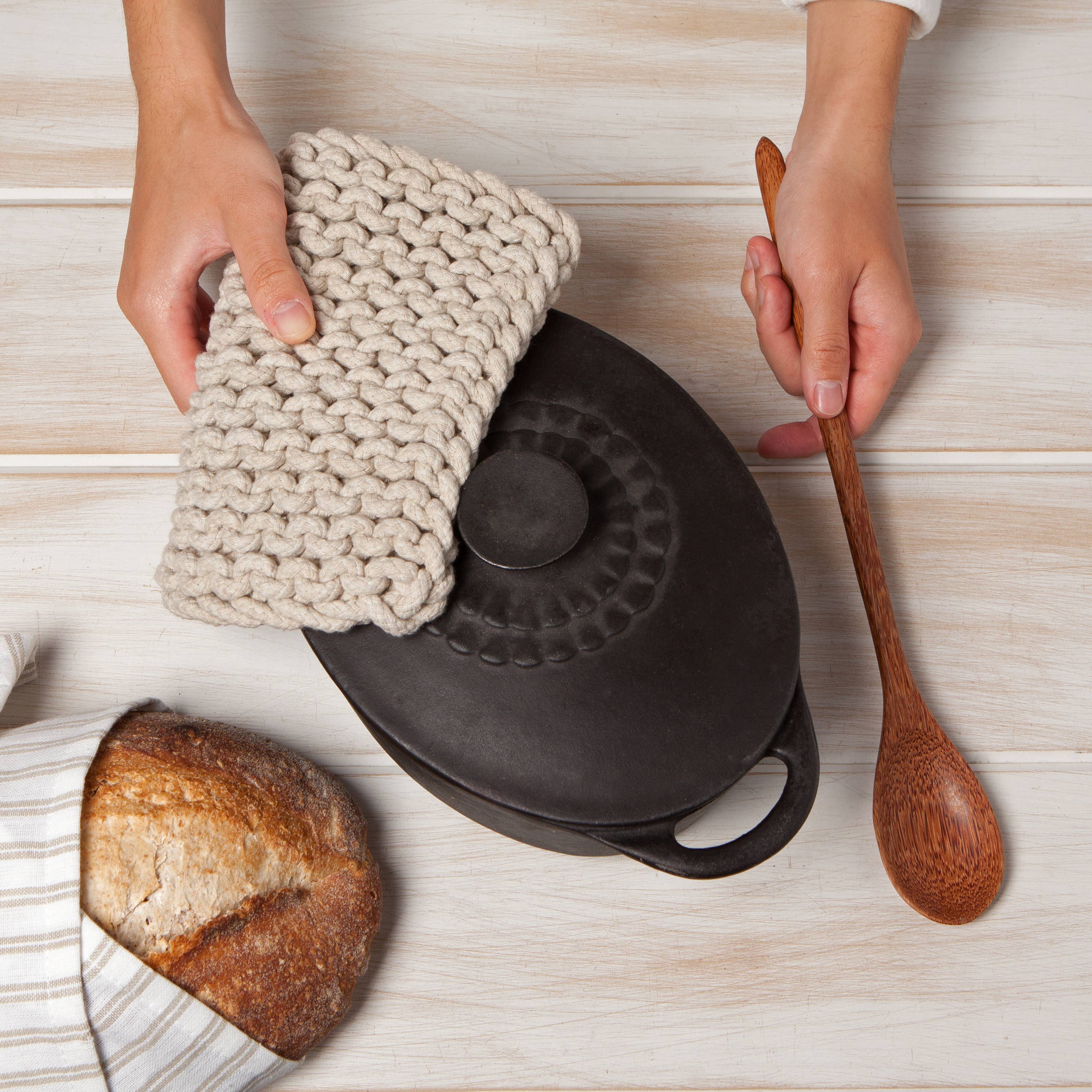 Knit Potholder - Gray