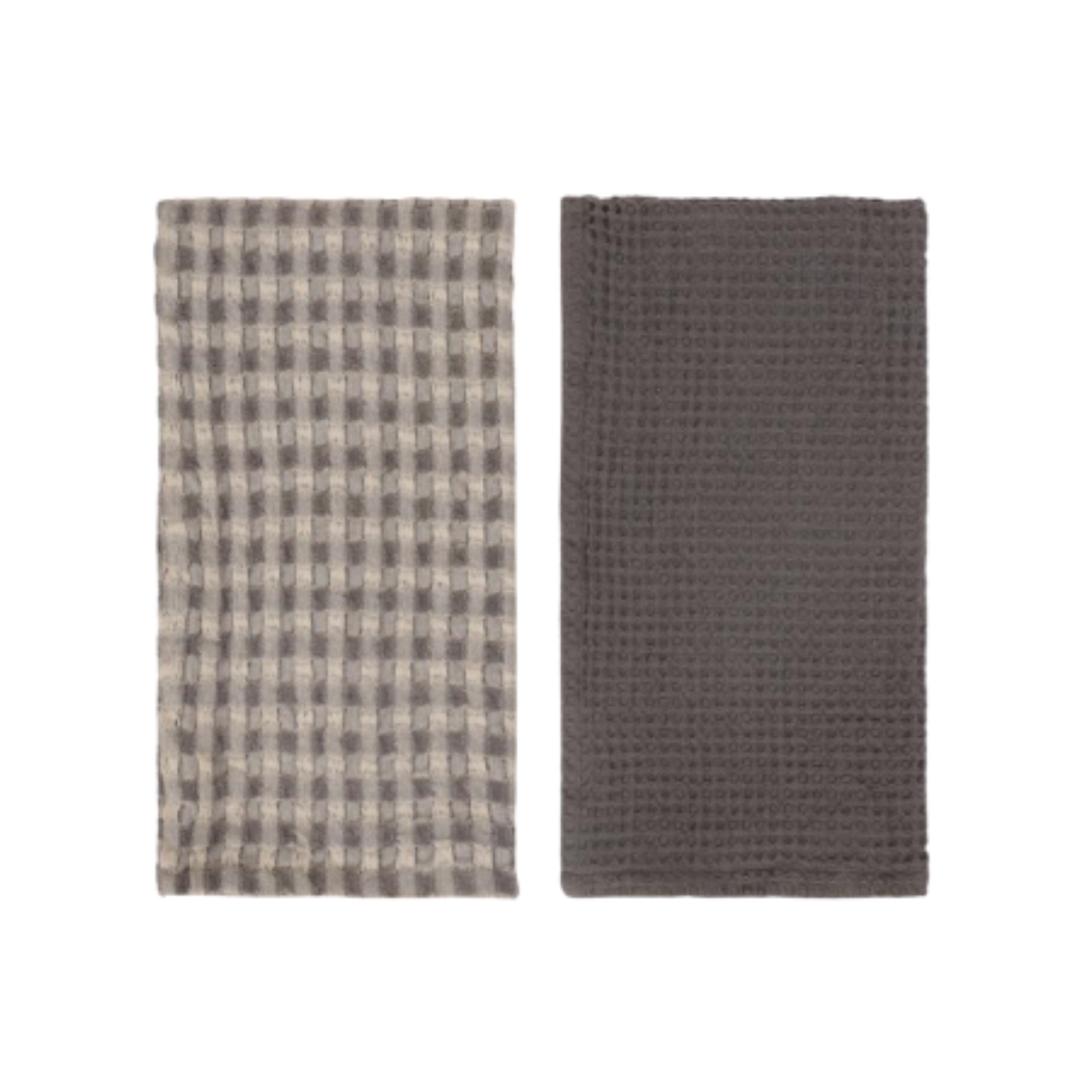 Waffle Tea Towel Set/2 - Charcoal