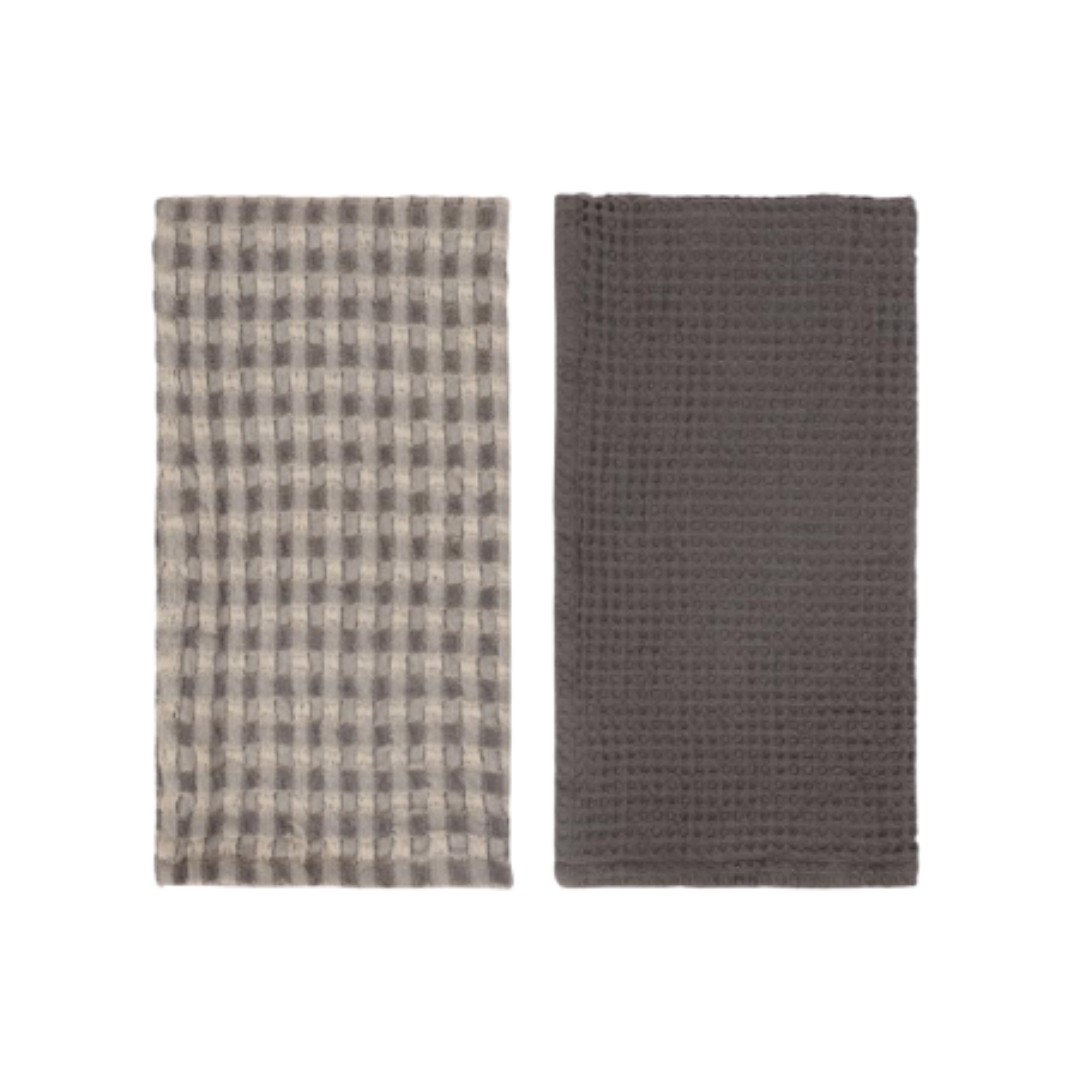 Waffle Tea Towel Set/2 - Charcoal