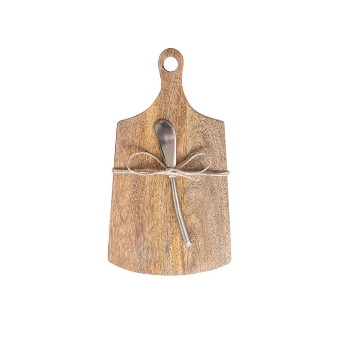Mango Wood Cutting Board & Canapé Knife Set