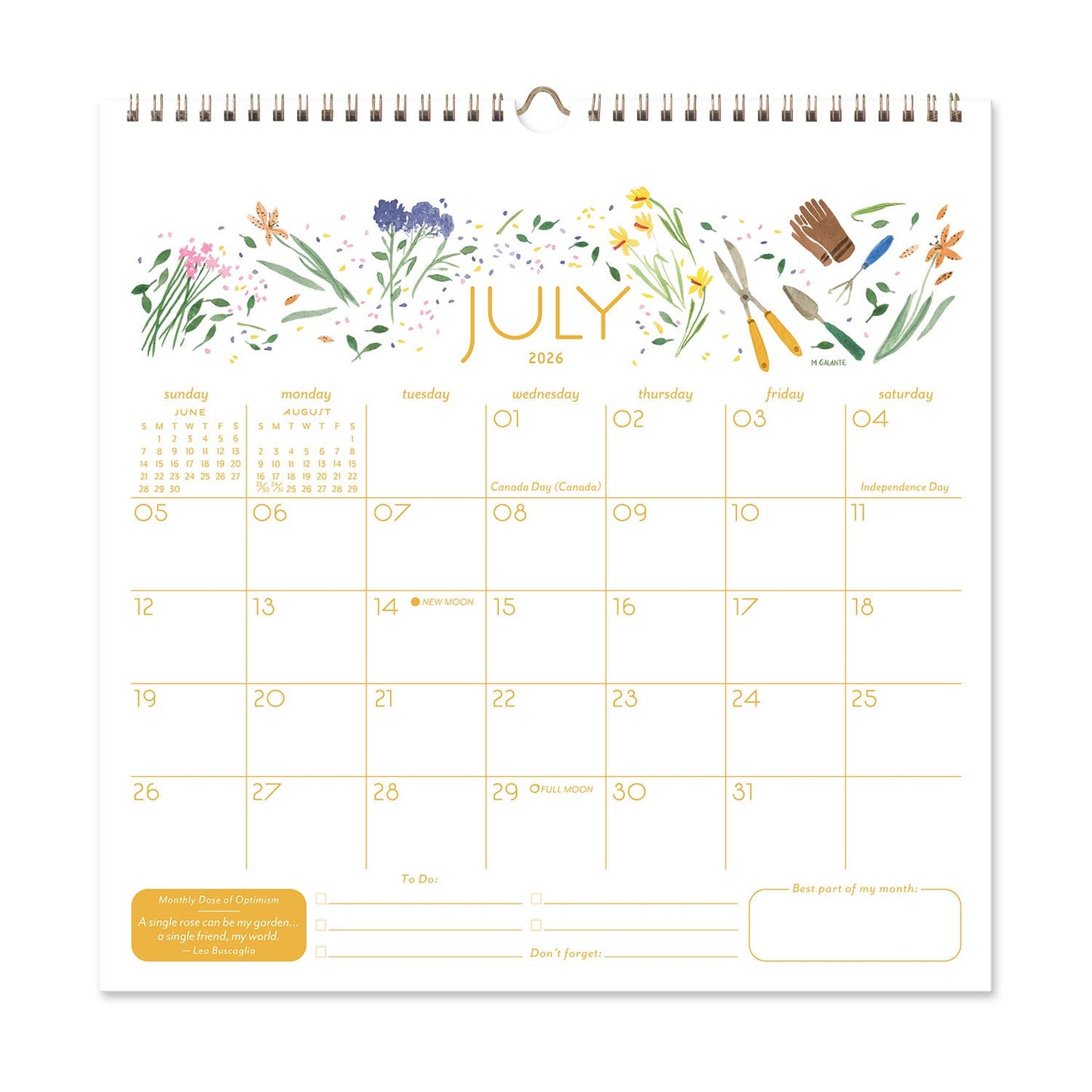 2026 Seedlings Garden Party 12 Month Classic Grid Calendar