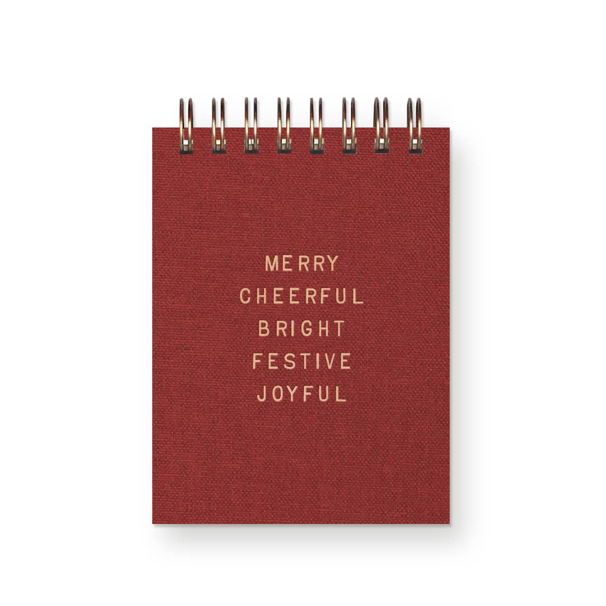 Christmas Merry Cheerful Bright Linen Mini Jotter Notebook