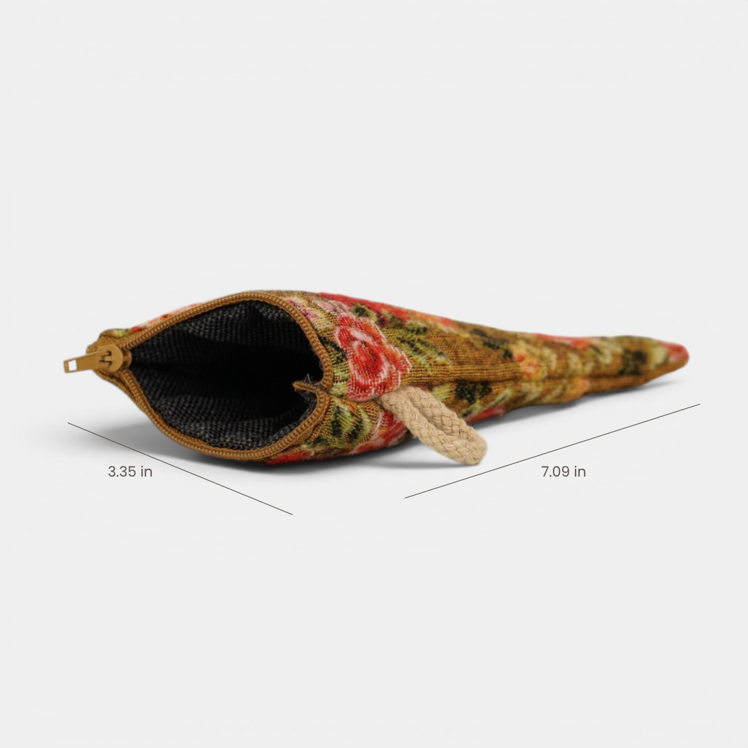 Floral Jacquard Glasses Case – Mustard & Red (Esme)