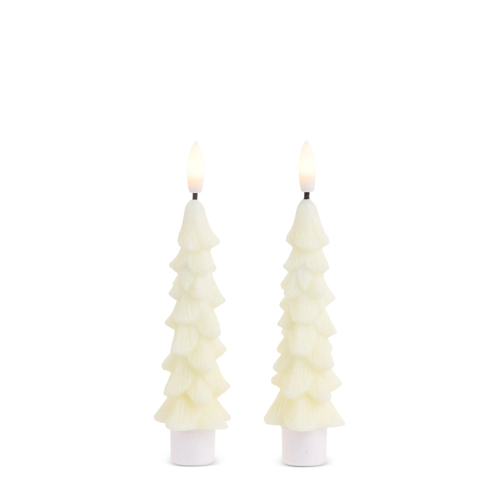 6" Ivory Mini Tree LED Taper Candles