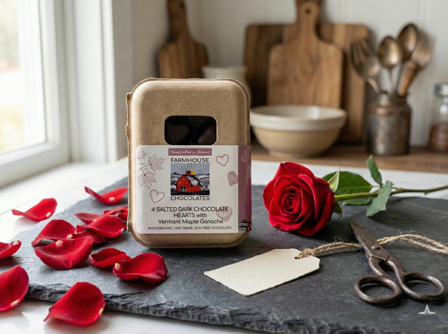 Sparkling Valentine’s Heart Shaped Truffles – 4-Piece - Dark