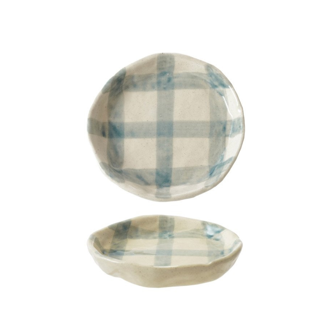 Gingham Stoneware Plate