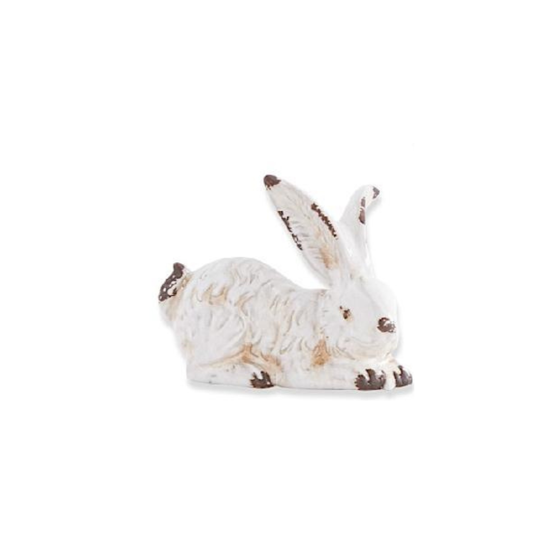 Distressed White Ceramic Bunny