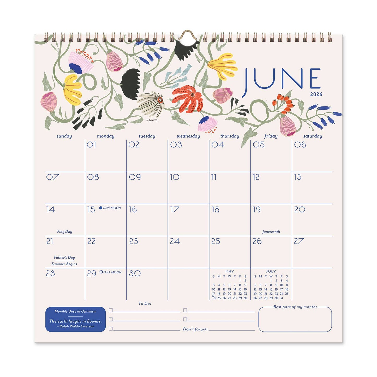 2026 Seedlings Garden Party 12 Month Classic Grid Calendar