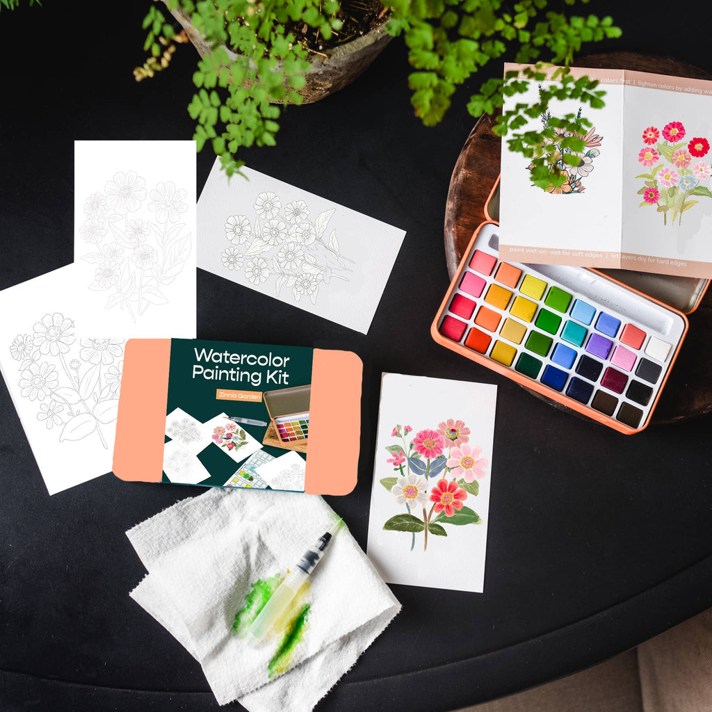 Watercolor Painting Kit - Zinnia Garden