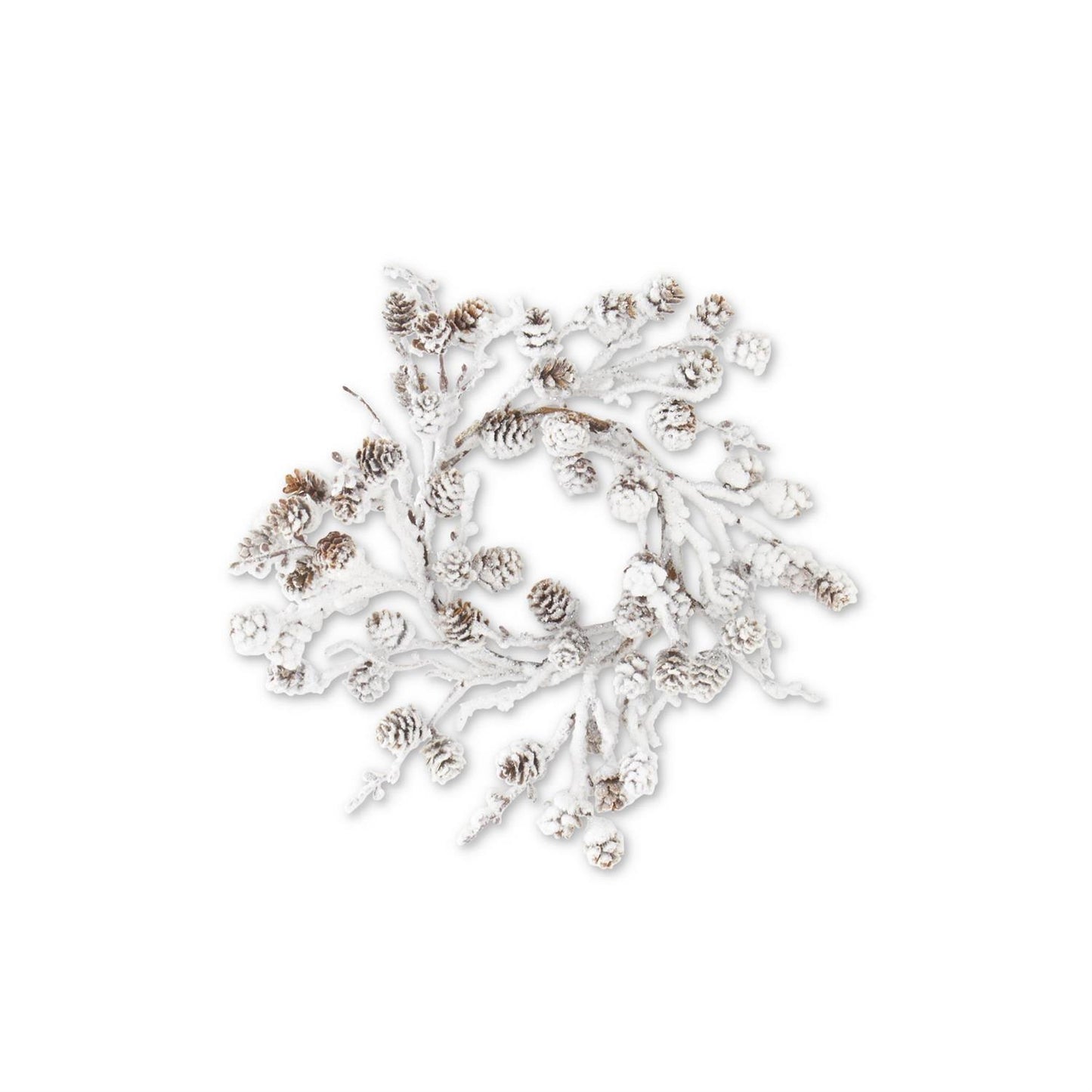 Flocked Twig & Pinecone Candle Ring