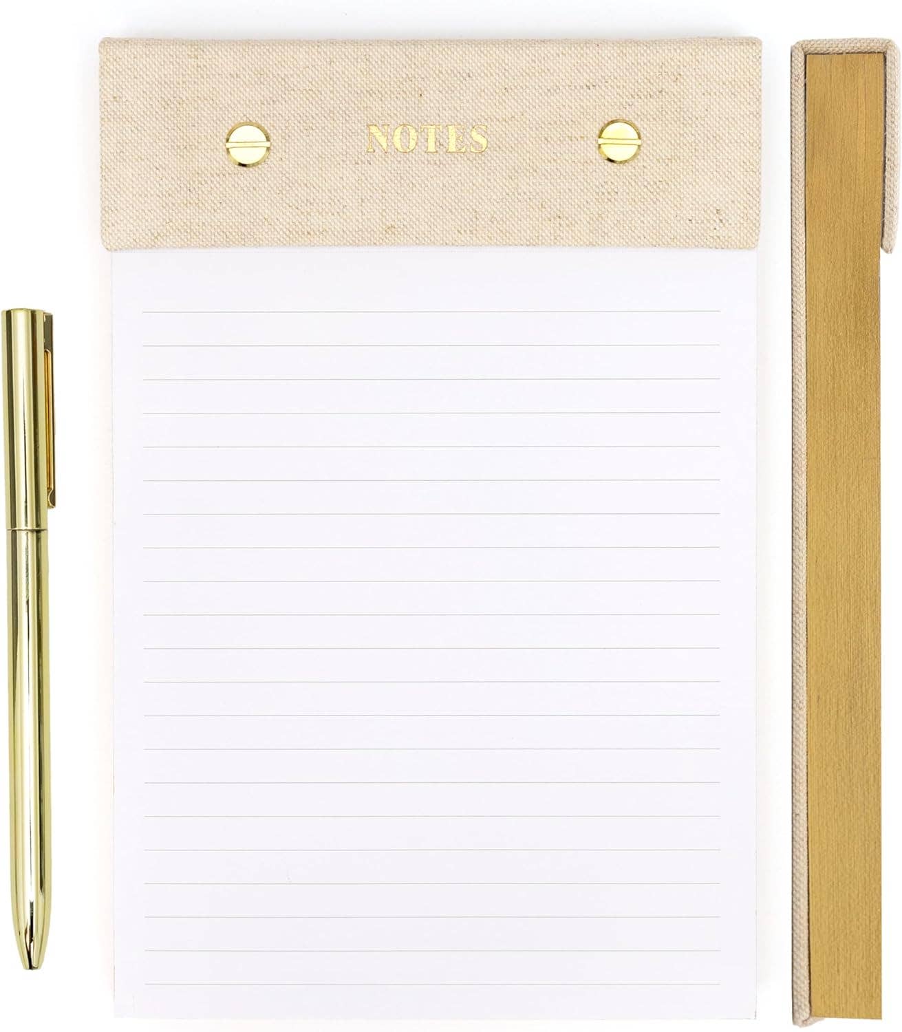 Lined Notepad Fabric Memo Pad With Pen - Linen