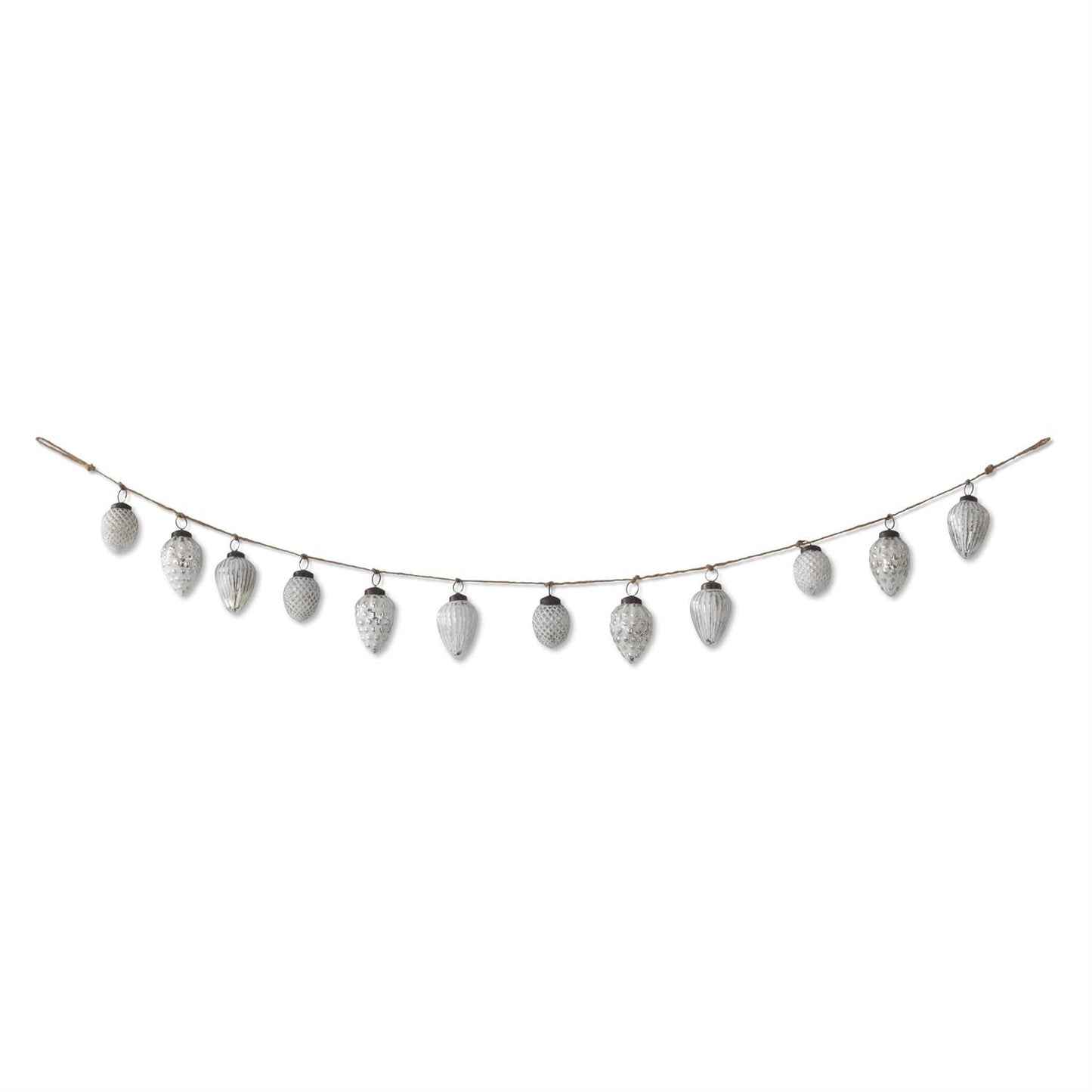 Whitewashed Mercury Glass  Ornament Garland