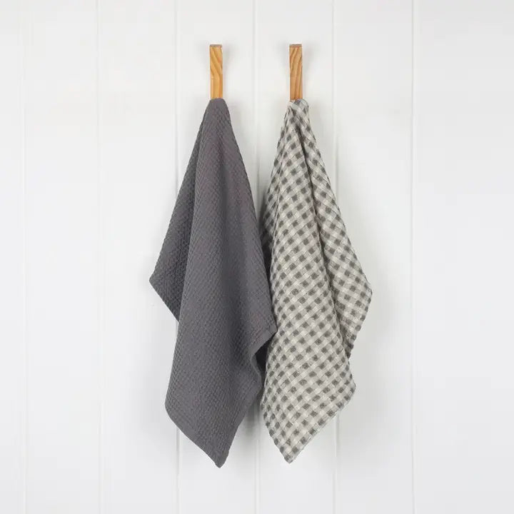 Waffle Tea Towel Set/2 - Charcoal