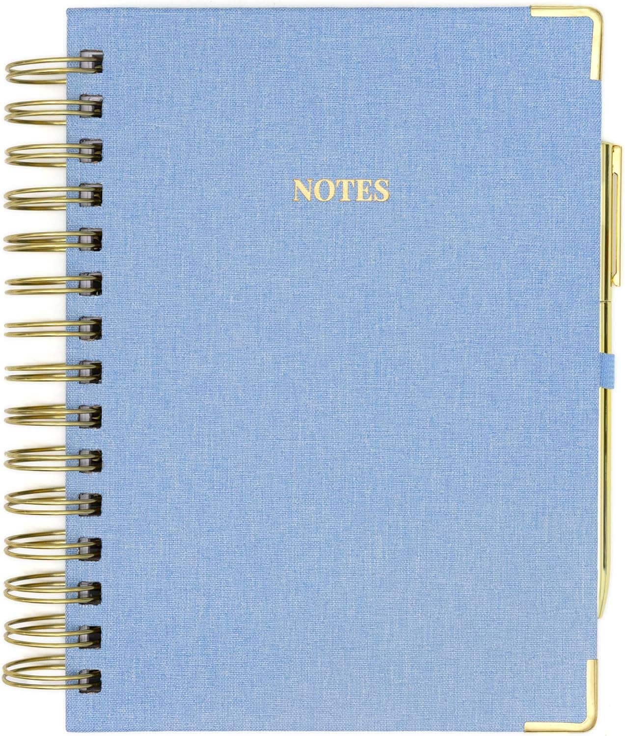 Spiral Fabric Notebook With Pen - Light Blue