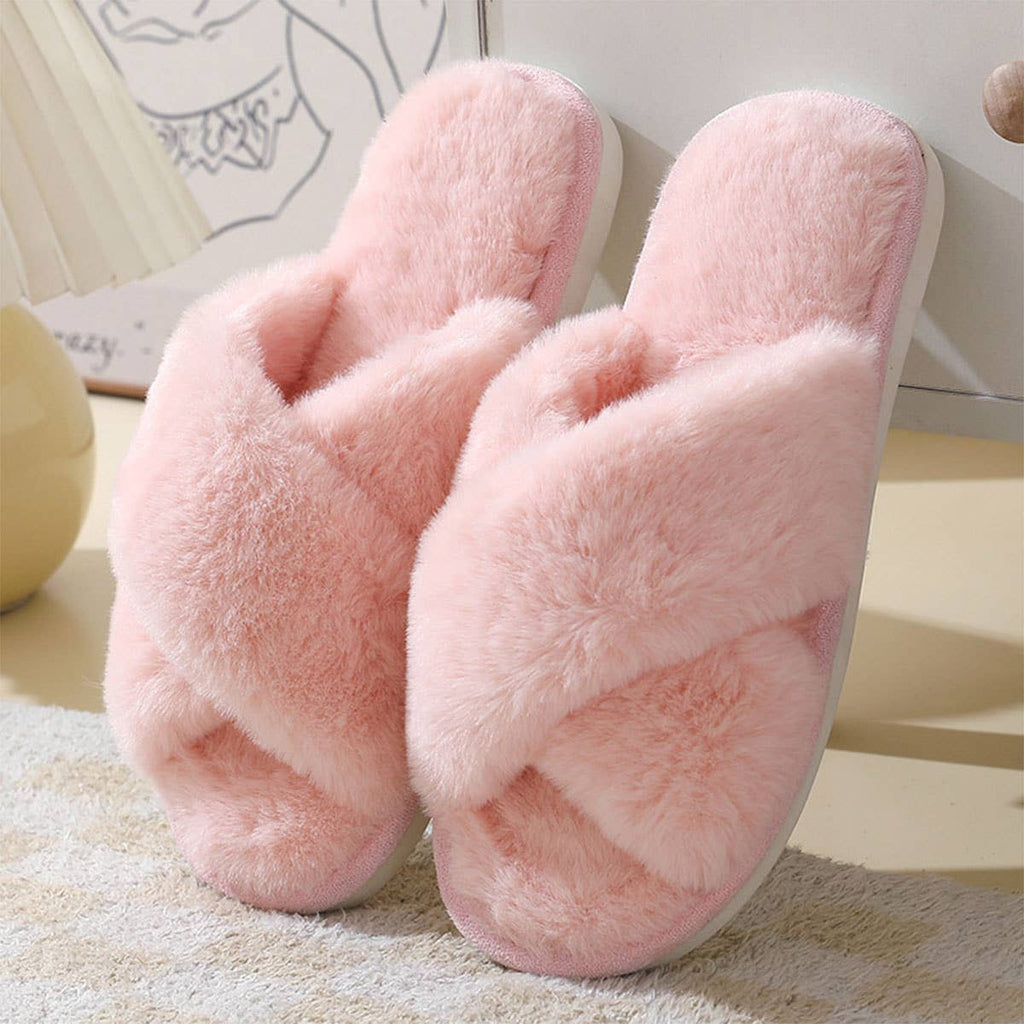 Faux Fur Criss Cross Slipper