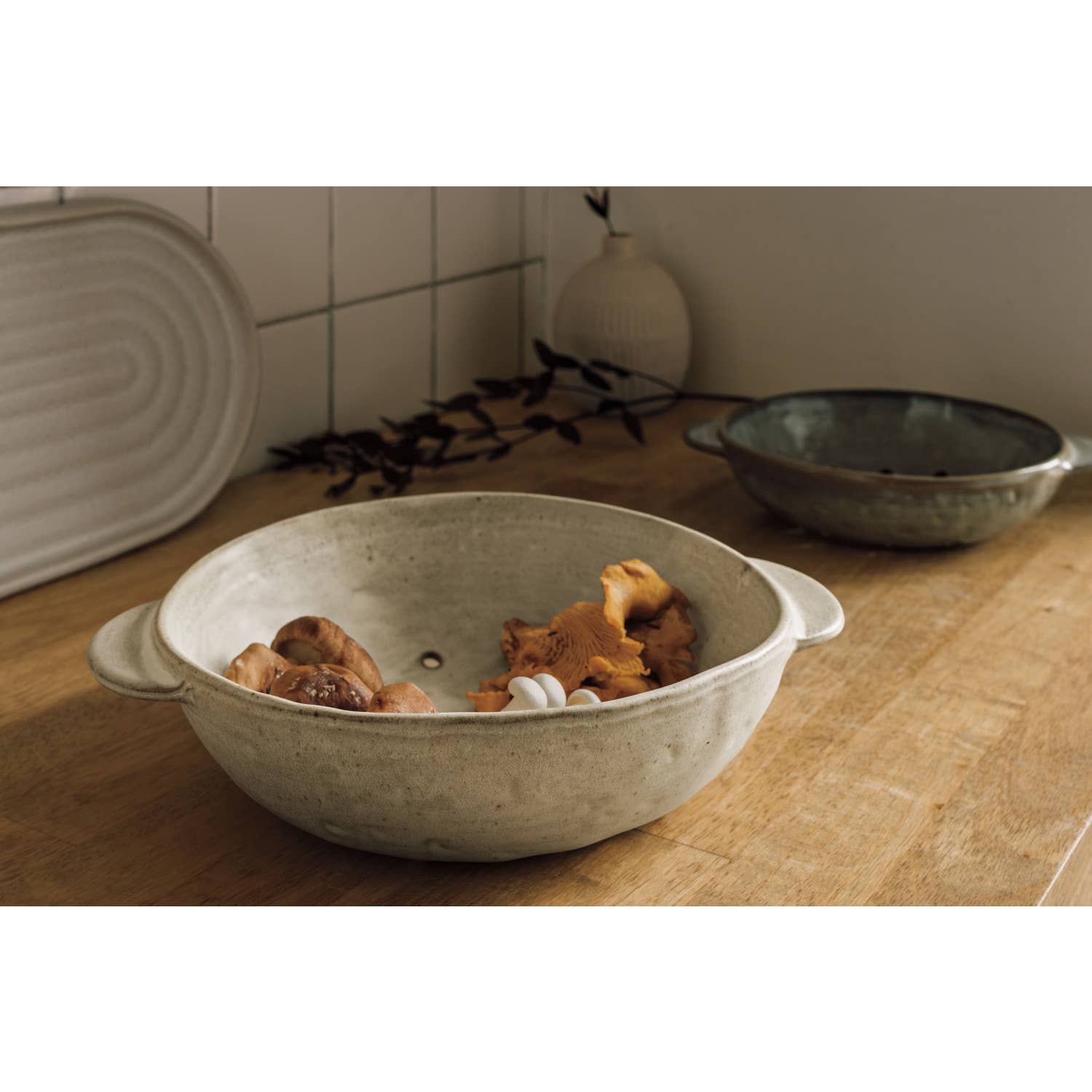 Gray Stoneware Fruit Bowl