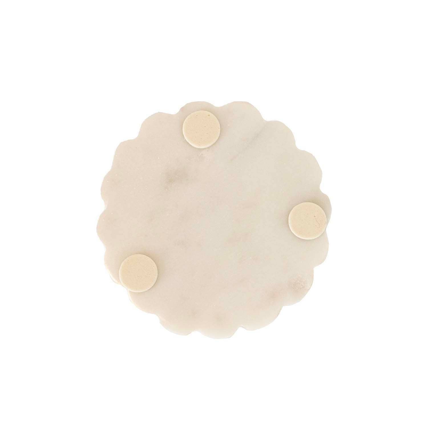 Emery Scallop Edge Set 4 Coaster Set Marble Jute Tie