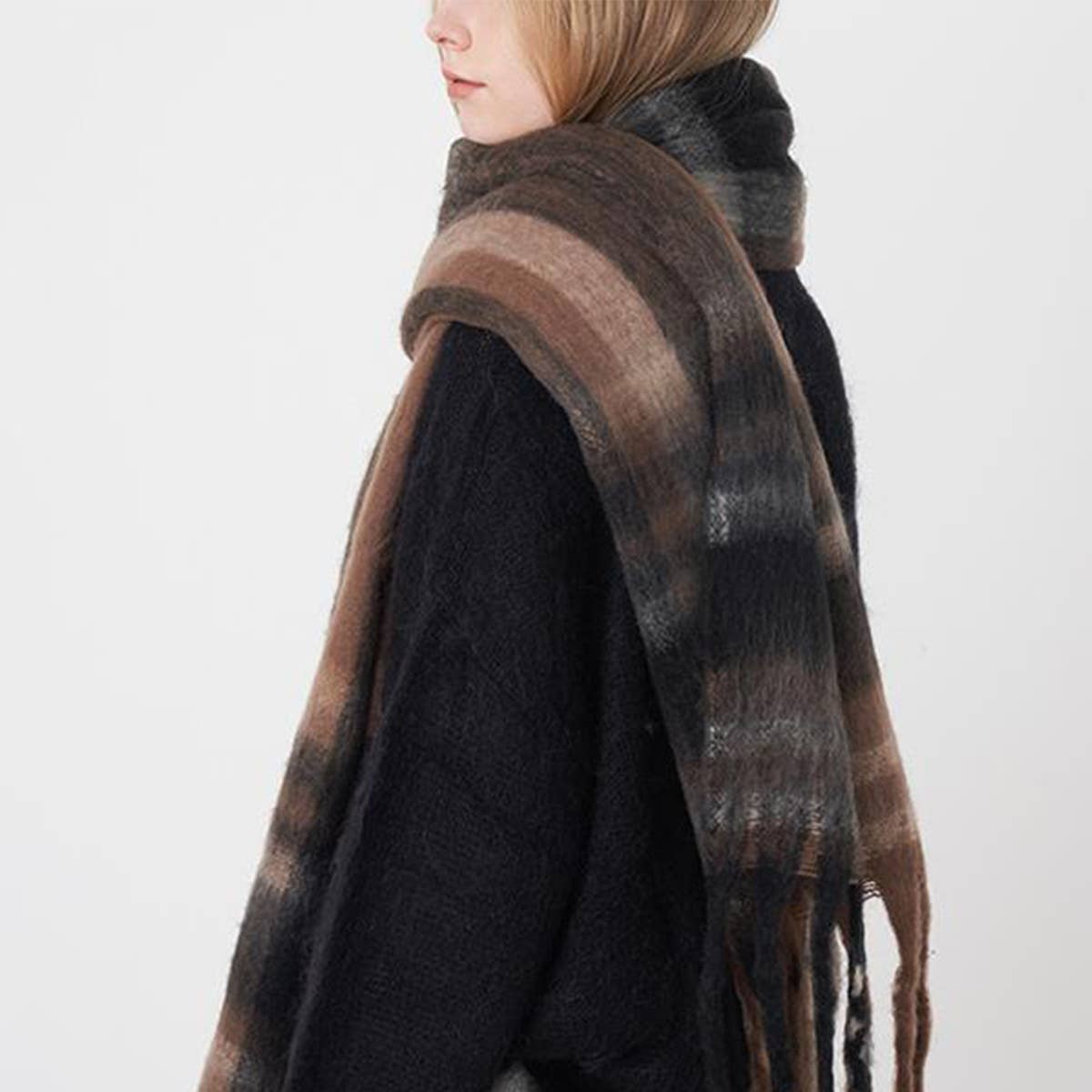 Plaid Tassel Scarf