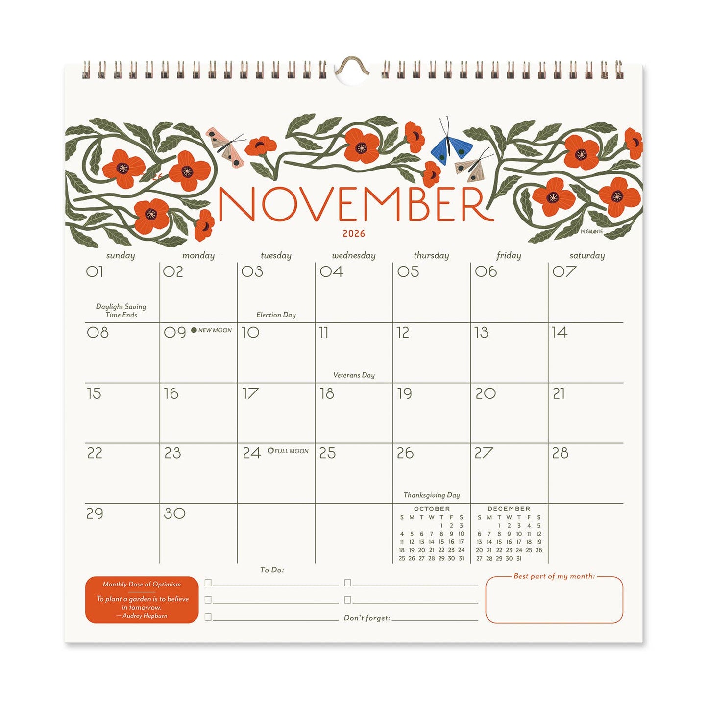 2026 Seedlings Garden Party 12 Month Classic Grid Calendar