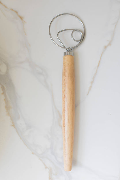 Dough Whisk Wooden Handle